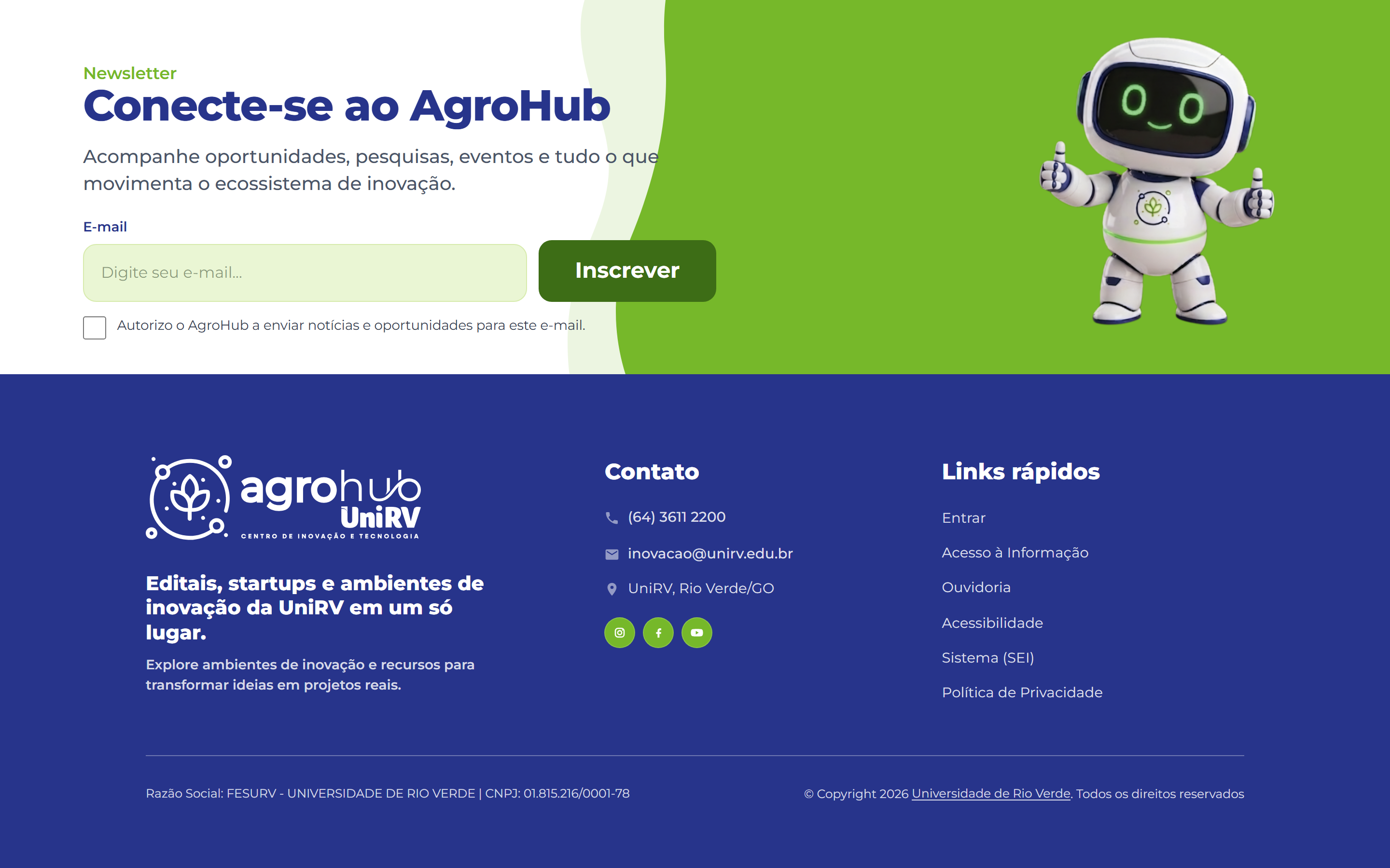 AgroHub UniRV website preview